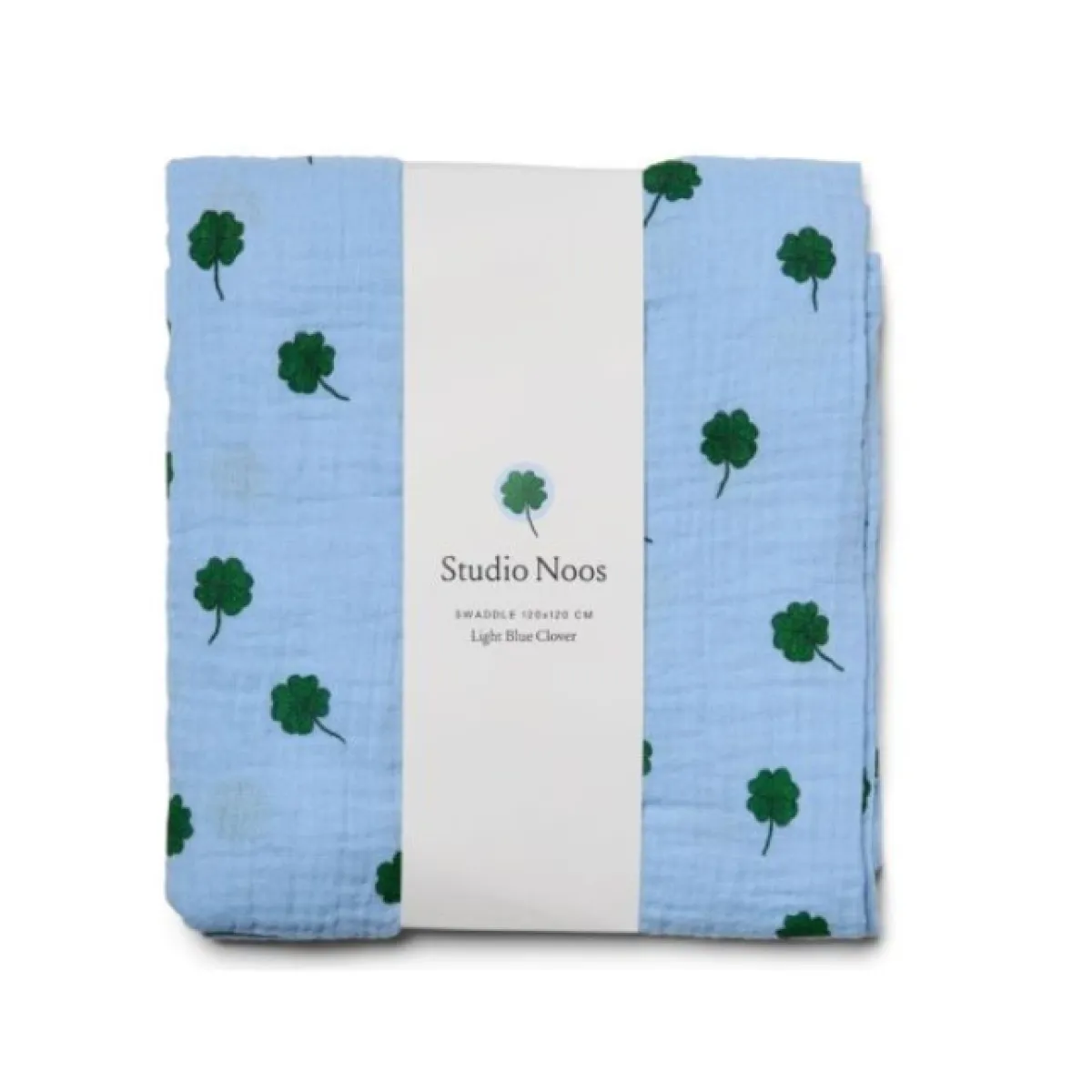 Studio Noos Wikkeldoeken * Swaddle Light Blue Clover 120 x 120 Blauw