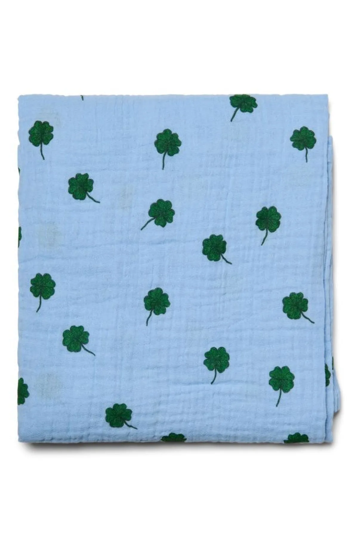 Studio Noos Wikkeldoeken * Swaddle Light Blue Clover 120 x 120 Blauw