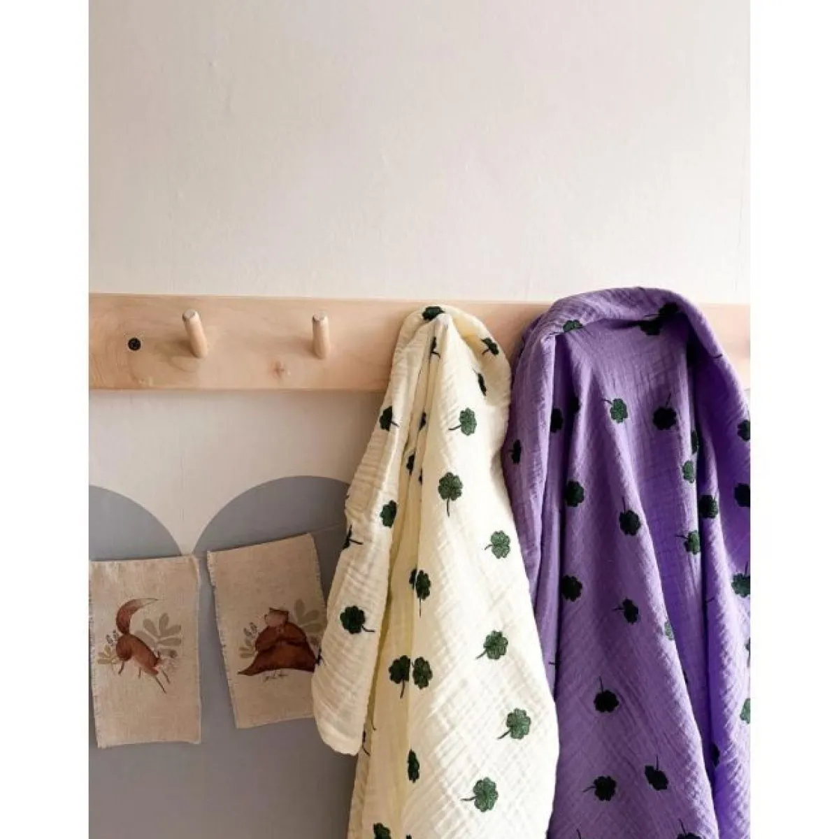 Studio Noos Wikkeldoeken * Swaddle Light Blue Clover 120 x 120 Blauw