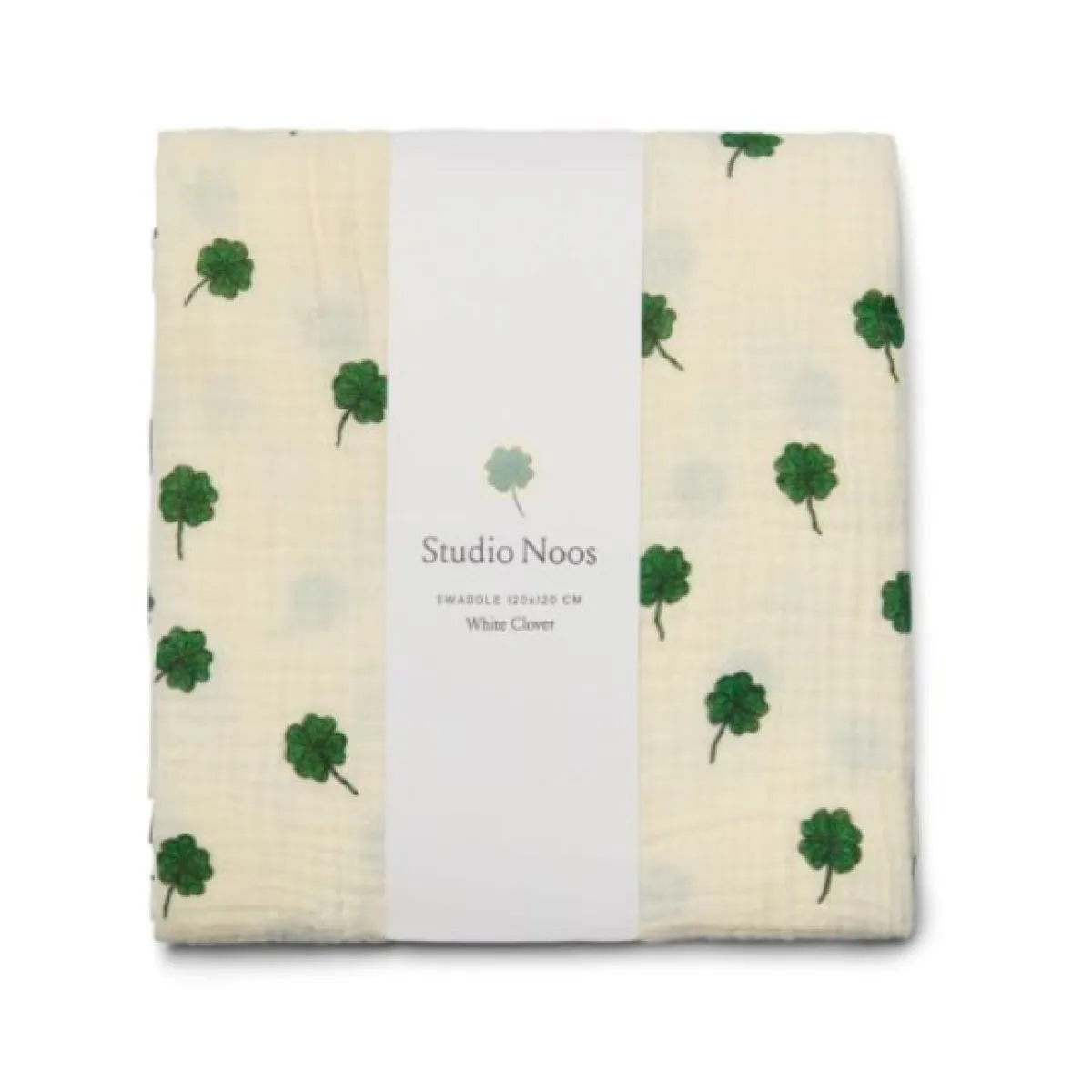 Studio Noos Wikkeldoeken * Swaddle White Clover 120 x 120 Wit