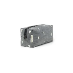Studio Noos Verzorgingstassen * Toilettas Denim Grey Hearts Grijs