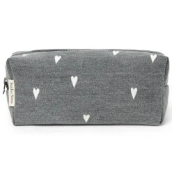 Studio Noos Verzorgingstassen * Toilettas Denim Grey Hearts Grijs