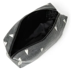Studio Noos Verzorgingstassen * Toilettas Denim Grey Hearts Grijs