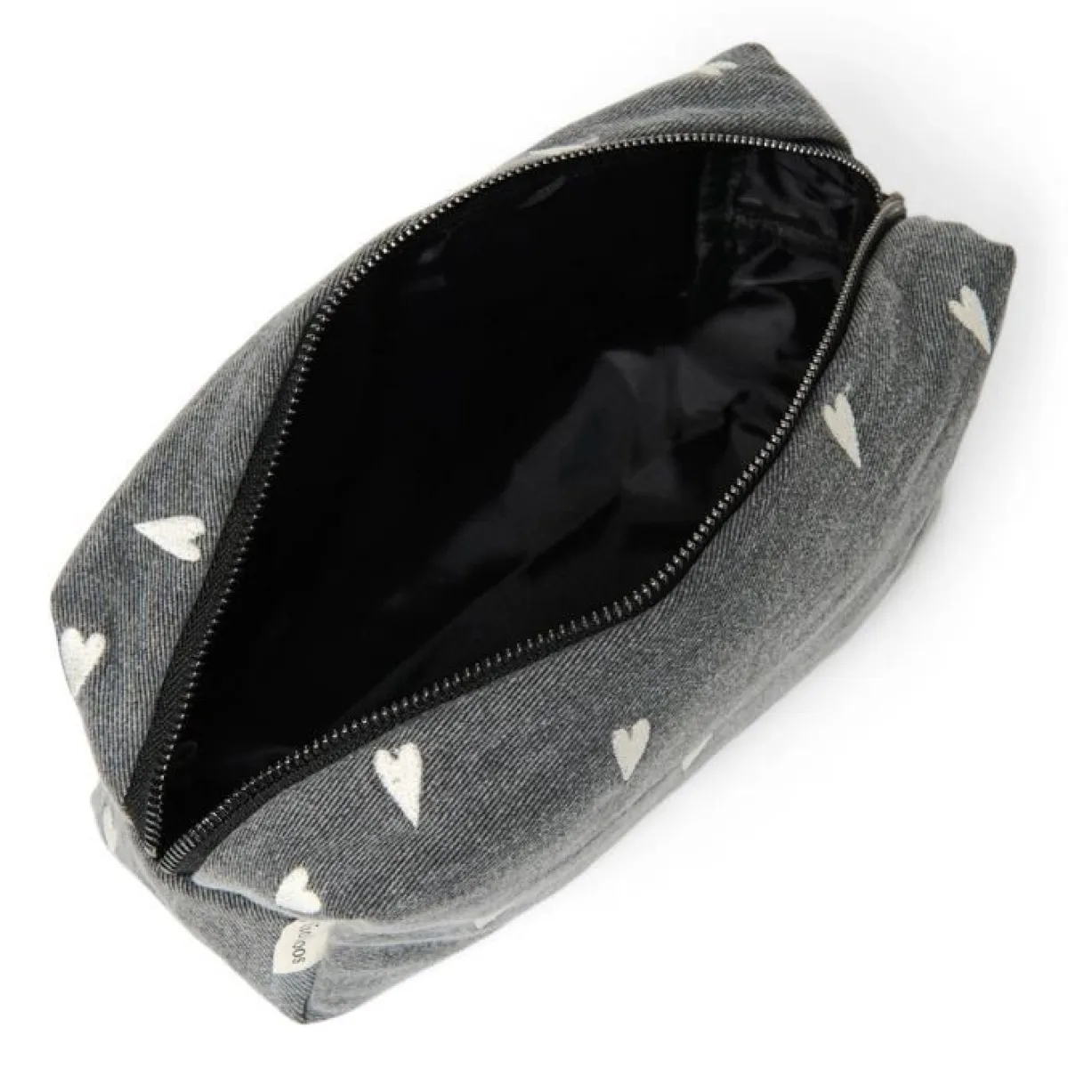 Studio Noos Verzorgingstassen * Toilettas Denim Grey Hearts Grijs