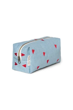 Studio Noos Verzorgingstassen * Toilettas Denim Hearts Blauw