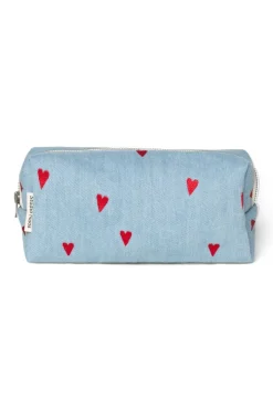 Studio Noos Verzorgingstassen * Toilettas Denim Hearts Blauw