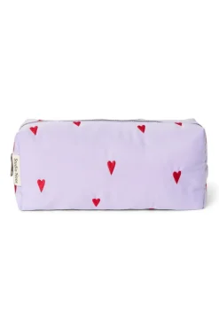 Studio Noos Verzorgingstassen * Toilettas Puffy Purple Hearts Paars