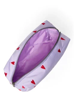 Studio Noos Verzorgingstassen * Toilettas Puffy Purple Hearts Paars
