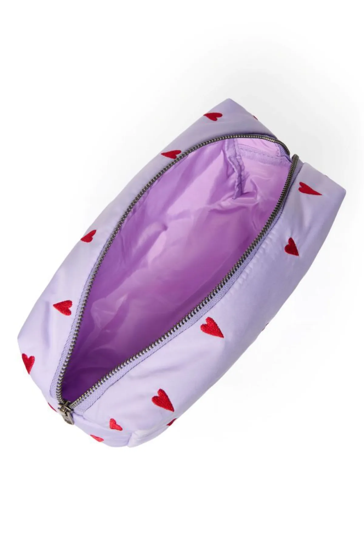 Studio Noos Verzorgingstassen * Toilettas Puffy Purple Hearts Paars