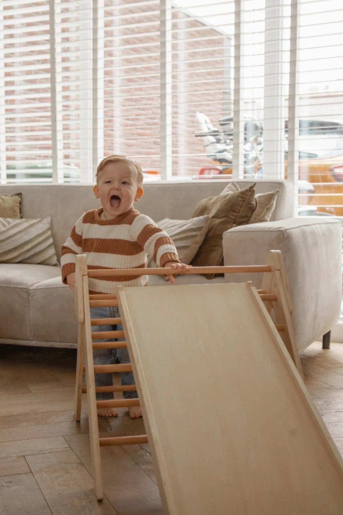 Tryco Overig * Houten Klimrek met Glijbaan Naturel