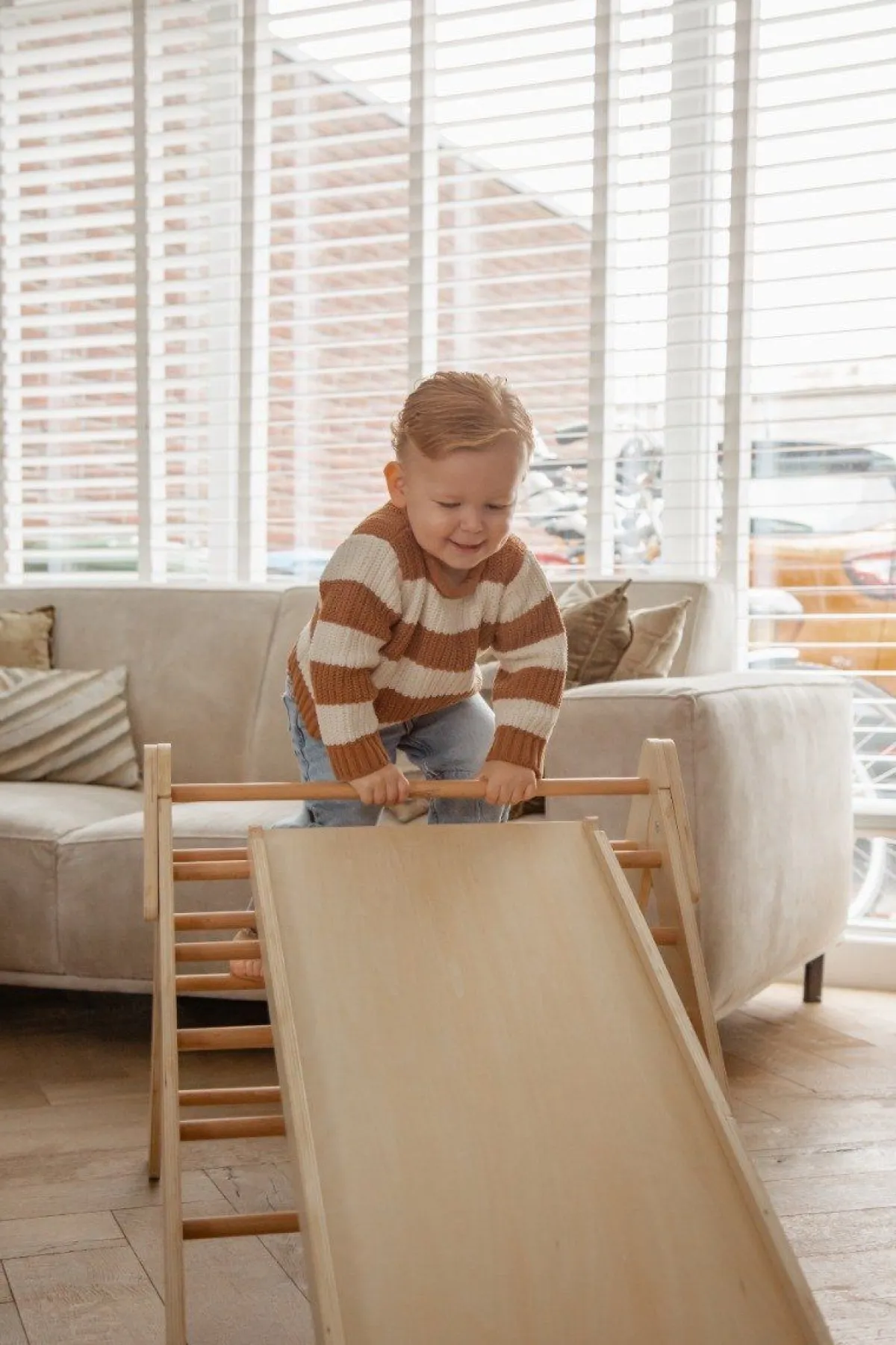 Tryco Overig * Houten Klimrek met Glijbaan Naturel